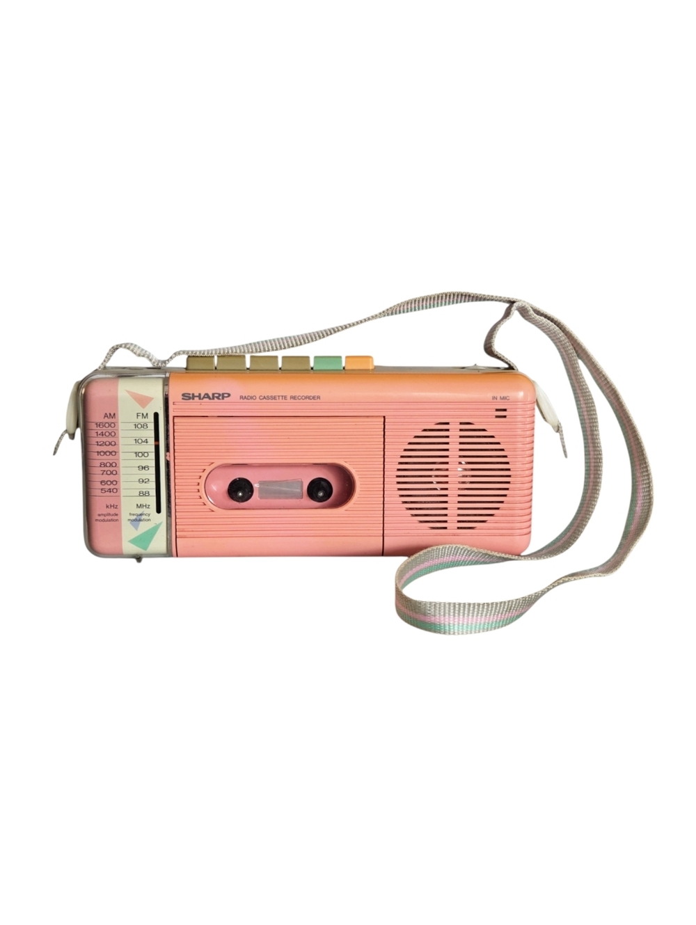 Vintage 1980s Sharp QT-5(P) Pink Radio Cassette Player--WORKS ON BATTERY ONLY